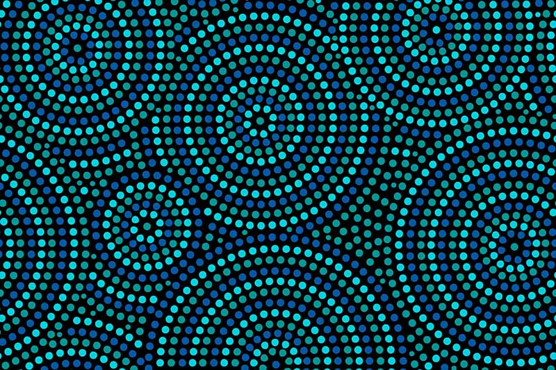 Picture of aboriginal artwork on blues and greens
